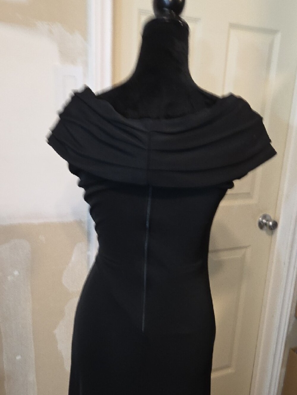 TADASHI Black Draped Maxi Dress Side Knot Crossed Bodice Short Sleeve Elegant - Picture 6 of 12